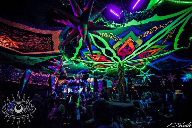 Deco psytrance techo elemental LEDs arte para eventos aire libre hinchables