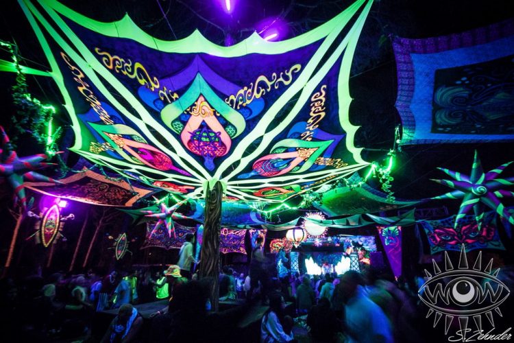 Deco psytrance techo elemental LEDs arte para eventos aire libre hinchables
