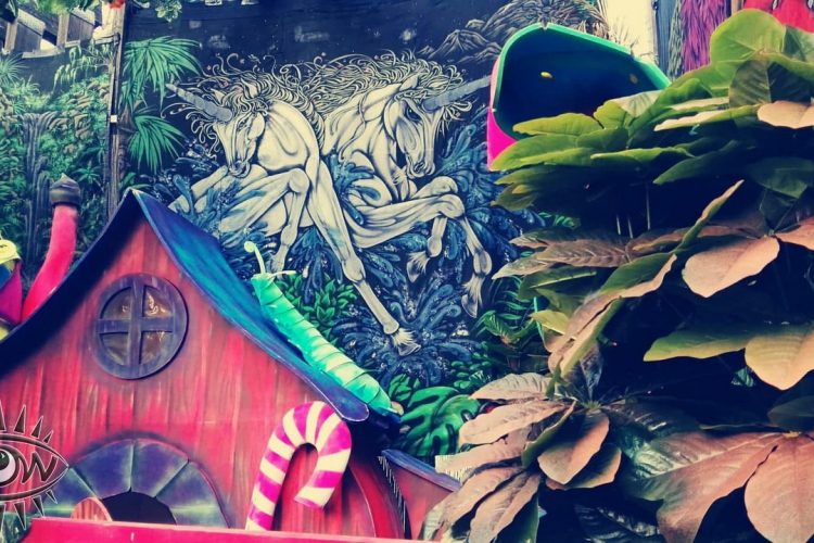 fantasy enchanted forest themed decor for hire art service installation at elrow