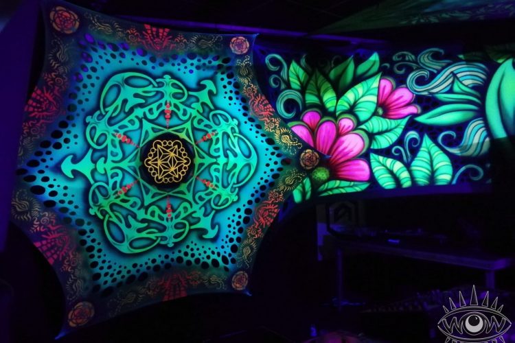 arte geometrico fluorescente mandala psicodélica