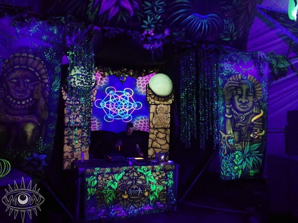 festival alternative floor aztec jungle themed decor installation for hire